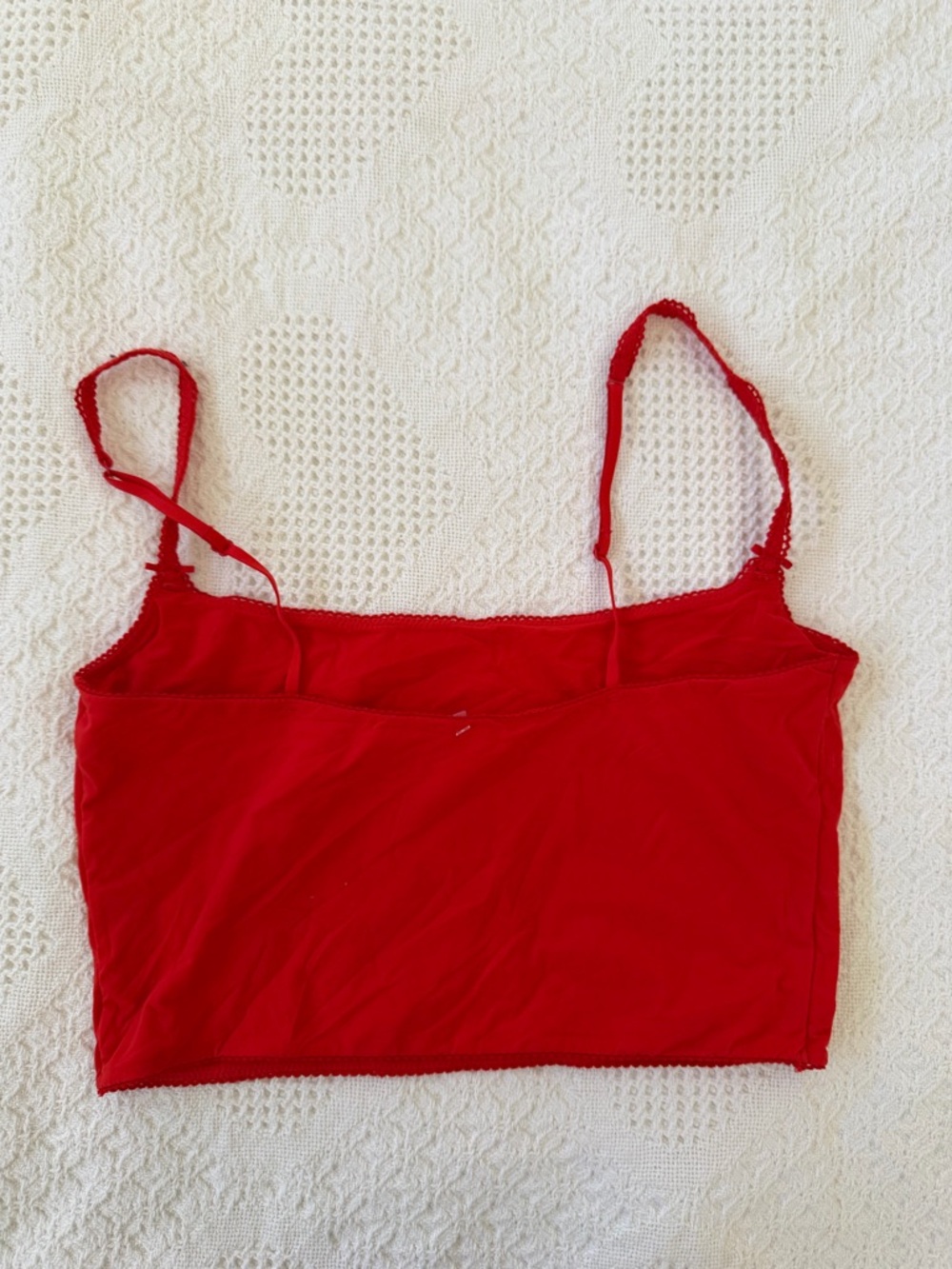 SKIMS Red Spaghetti Strap Crop Tank Top